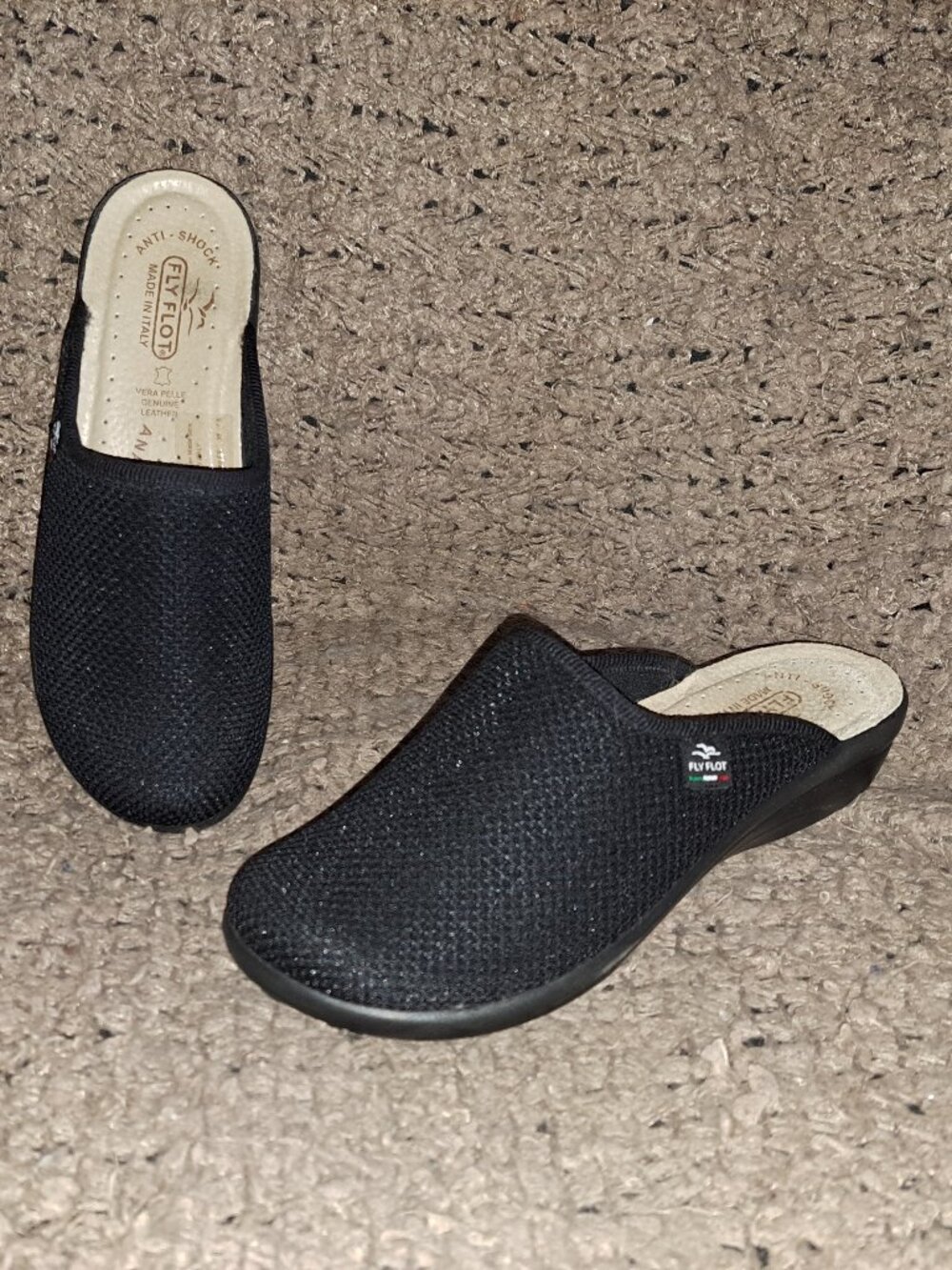 FLY FLOT-Slip On Clogs-Fabric Mesh Upper-Leather Insole-Sz 38/7.5-Near Mint
